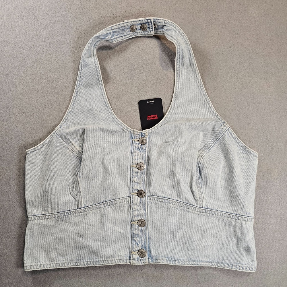 Levi's Janeesah Halter Top Womens XXL NWT Light Wash Denim Slim Fit 000MV-0001